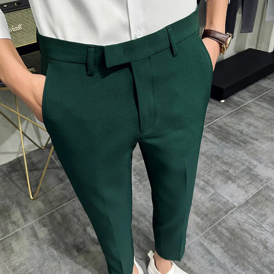 Summer Fashion Mens Dark Green Suit Pants