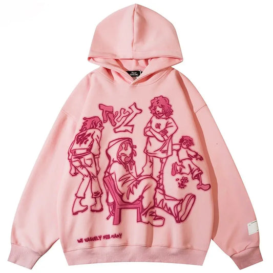 Streetwear Pink Hoodie Sweatshirt