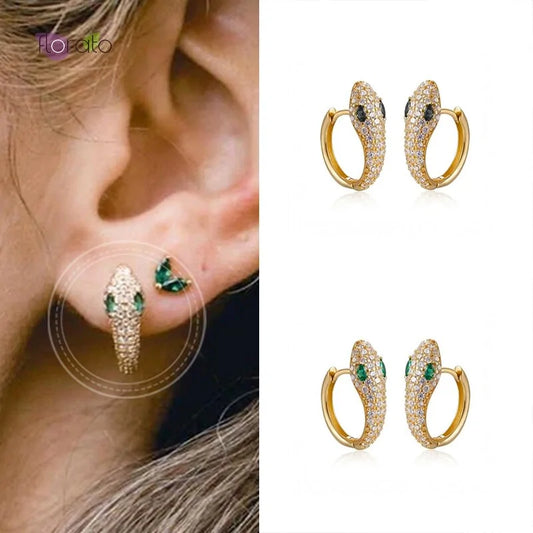 Snake-Shaped Crystal Earring