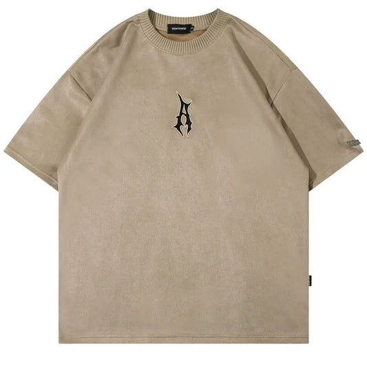 Harajuku Suede T-Shirt Streetwear Oversized T-Shirt