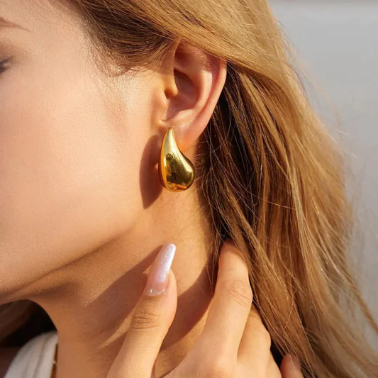 Gold-Plated Plain Teardrop Earrings