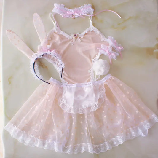 Pink Bunny Maid Transparent Exotic Set