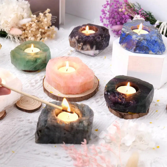 Natural Shape Crystals Candle Holder