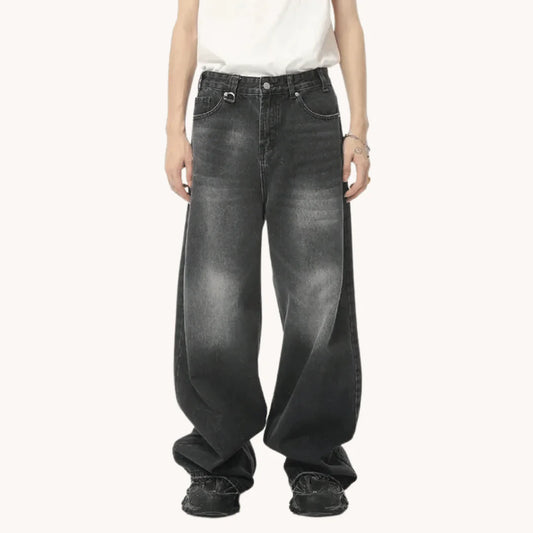 Retro Wash Wide Leg Baggy Jeans