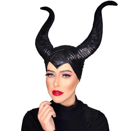 Girls Horns Hat Black Queen Cosplay Headpiece