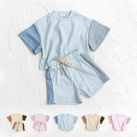 Cotton Short Sleeve Set for Toddler Boys and Girls